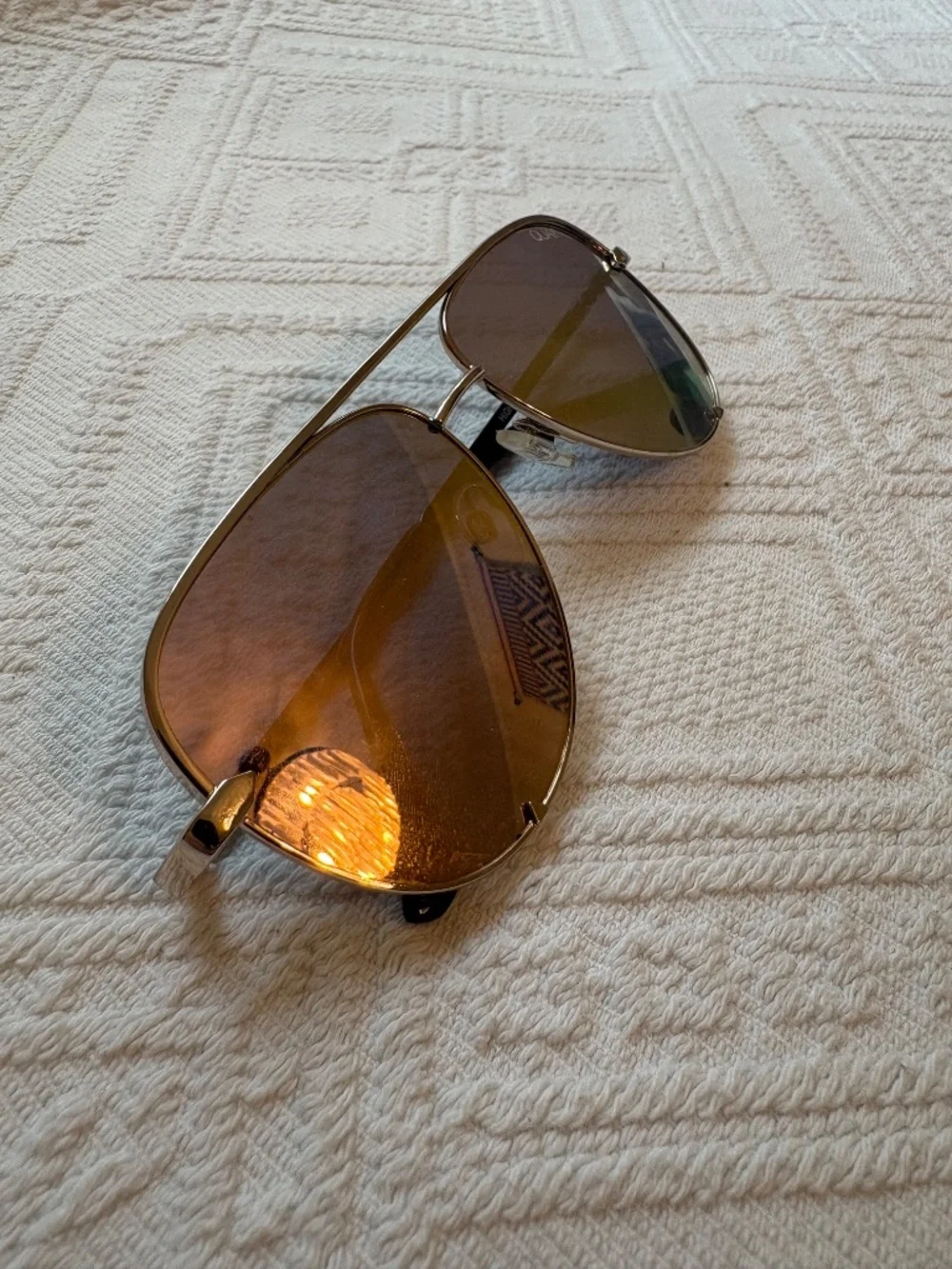 Quay x Desi Perkins High Key Aviator Sunglasses Gold Brown Gradient